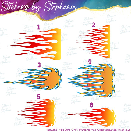 (s02-014) Flames Fire Graphic Iron-On Transfer or Sticker