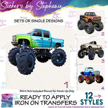 (s02-145) Monster Truck Graphic Iron-On Transfer or Sticker