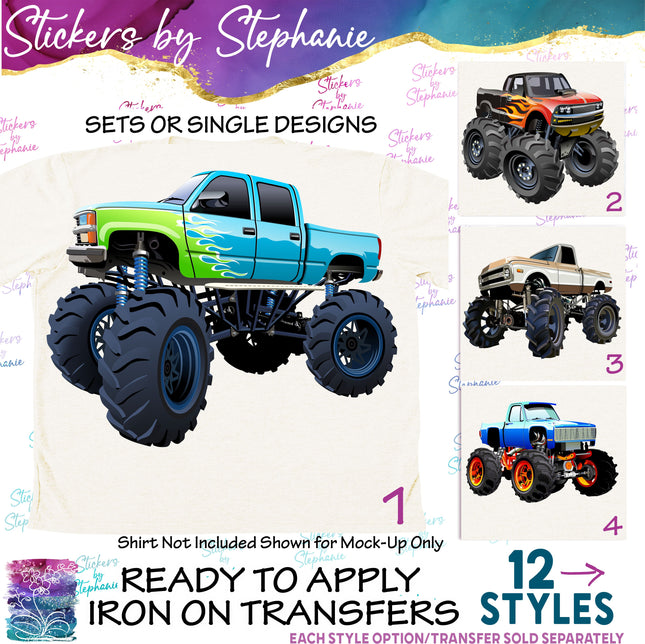 (s02-145) Monster Truck Graphic Iron-On Transfer