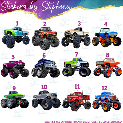 (s02-145) Monster Truck Graphic Iron-On Transfer or Sticker