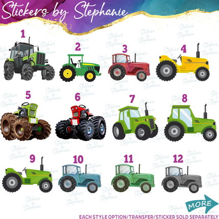 (s02-146) Farm Tractor Blue Green Red Yellow Graphic Iron-On Transfer or Sticker