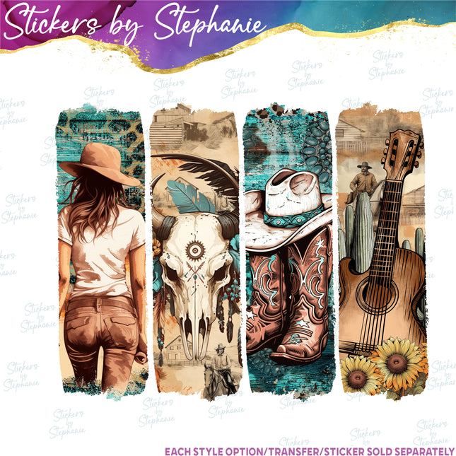 (s02-015) Country Western Brushstroke Graphic Iron-On Transfer or Sticker