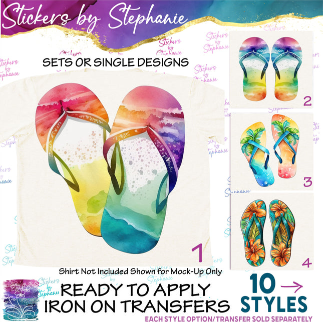(s02-161) Flip Flops Graphic Iron-On Transfer