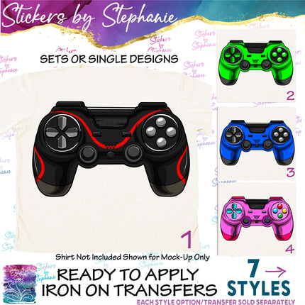 (s02-167) Video Game Controller Graphic Iron-On Transfer