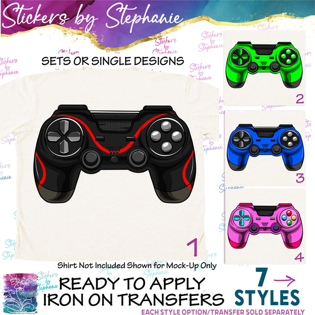 (s02-167) Video Game Controller Graphic Iron-On Transfer
