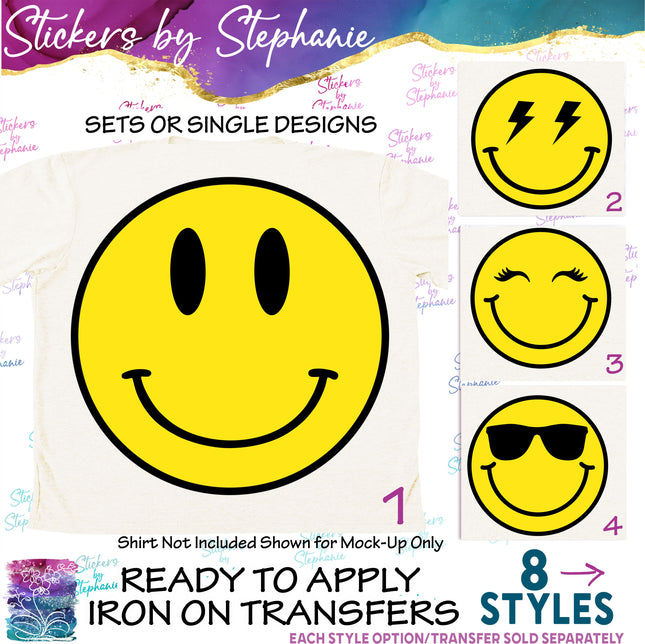 (s02-174) Emoji Smiley Face Graphic Iron-On Transfer