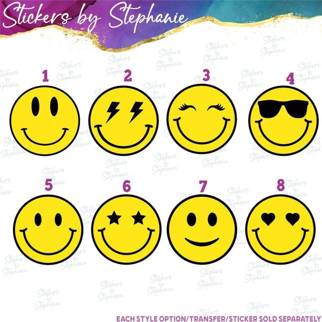 (s02-174) Emoji Smiley Face Graphic Iron-On Transfer