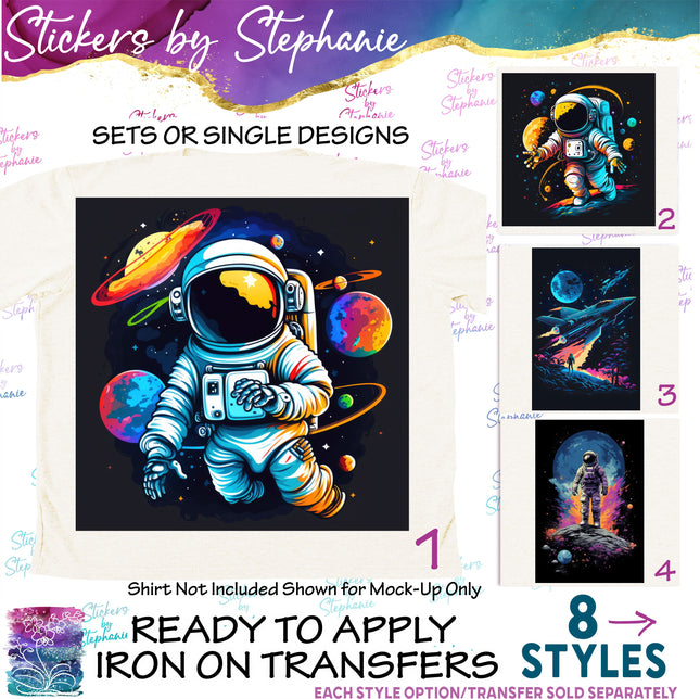 (s02-175) Astronaut Space Graphic Iron-On Transfer