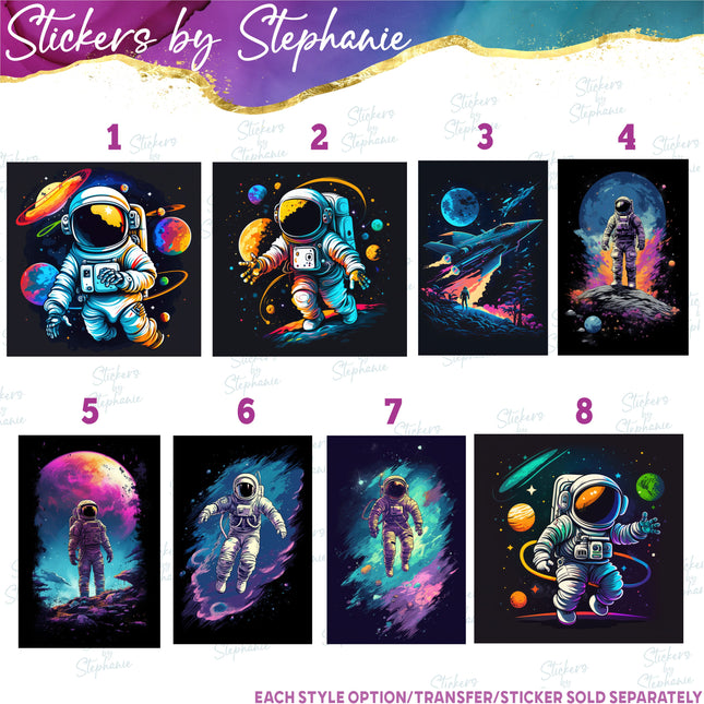 (s02-175) Astronaut Space Graphic Iron-On Transfer