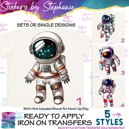 (s02-176) Astronaut Illustrated Graphic Iron-On Transfer