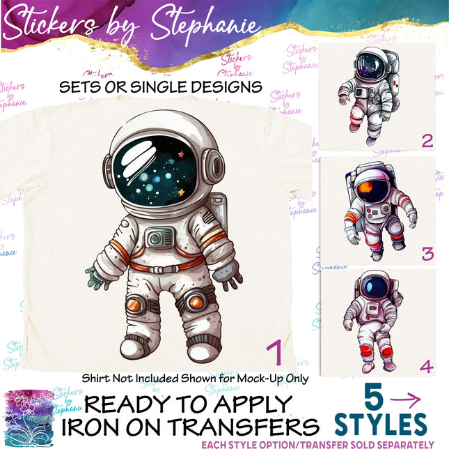 (s02-176) Astronaut Illustrated Graphic Iron-On Transfer