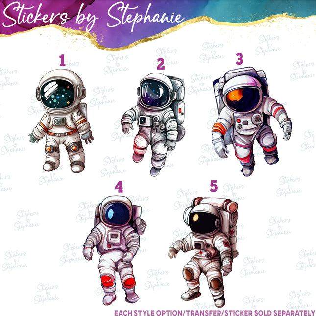 (s02-176) Astronaut Illustrated Graphic Iron-On Transfer