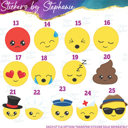 (s02-188) Emoji Smiley Face Character Graphic Iron-On Transfer