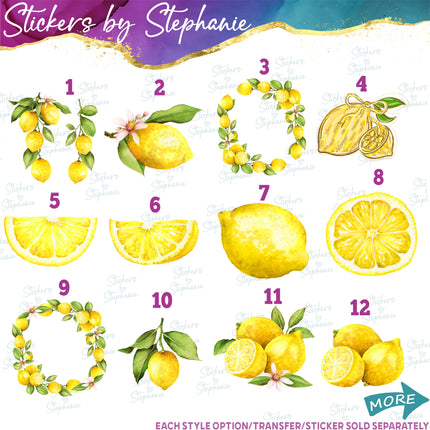 (s02-189) Lemon Lemons Fruit Watercolor Graphic Iron-On Transfer or Sticker
