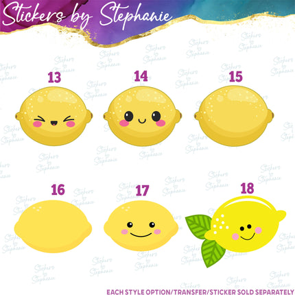 (s02-189) Lemon Lemons Fruit Watercolor Graphic Iron-On Transfer or Sticker