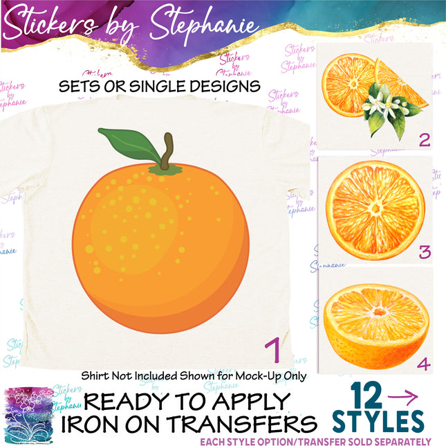 (s02-190) Orange Fruit Oranges Graphic Iron-On Transfer or Sticker
