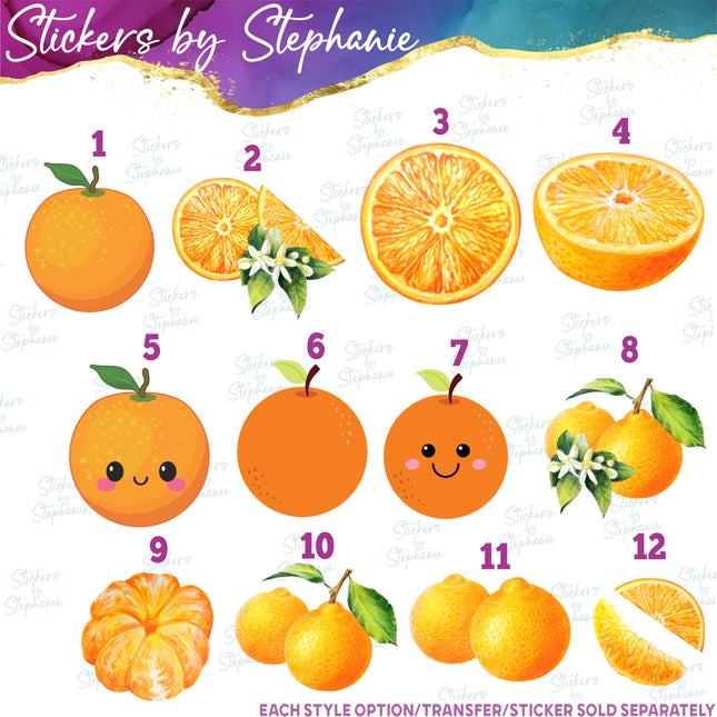 (s02-190) Orange Fruit Oranges Graphic Iron-On Transfer or Sticker