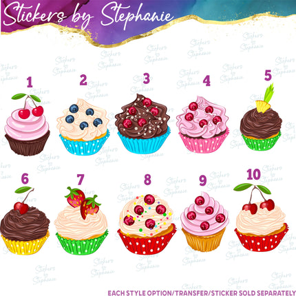 (s02-191) Cupcake Fruist Ilustrated Graphic Iron-On Transfer