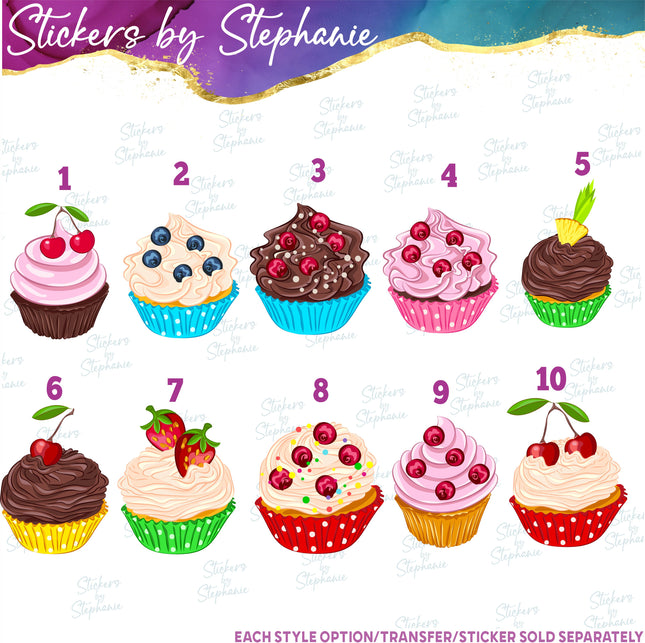 (s02-191) Cupcake Fruist Ilustrated Graphic Iron-On Transfer