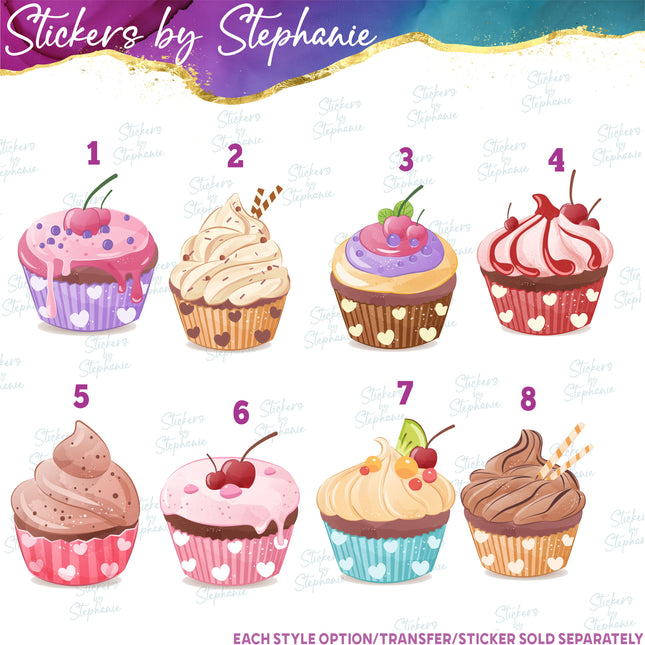 (s02-192) Cupcake Illustrated Graphic Iron-On Transfer