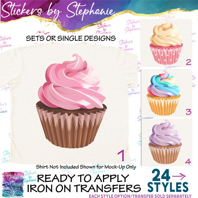(s02-193) Cupcake Cupcakes Illustrated Graphic Iron-On Transfer