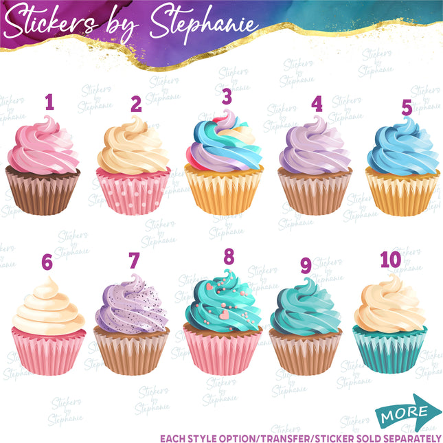 (s02-193) Cupcake Cupcakes Illustrated Graphic Iron-On Transfer