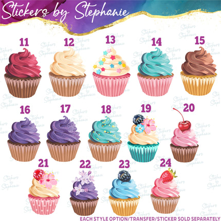 (s02-193) Cupcake Cupcakes Illustrated Graphic Iron-On Transfer