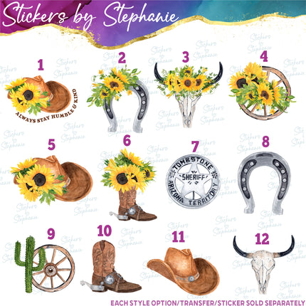 (s02-197) Sunflowers Country Western Graphic Iron-On Transfer