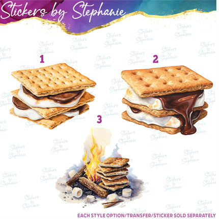 (s02-202) Smores S'Mores Illustrated Graphic Iron-On Transfer