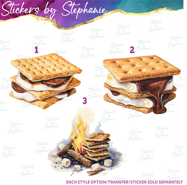 (s02-202) Smores S'Mores Illustrated Graphic Iron-On Transfer