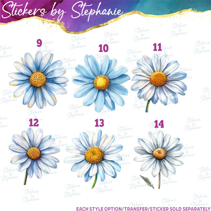 (s02-213) White Yellow Daisy Flower Graphic Iron-On Transfer or Sticker