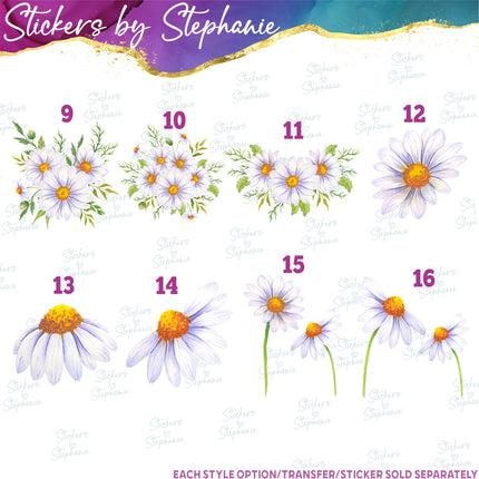 (s02-220) White Daisies Daisy Flowers Graphic Iron-On Transfer or Sticker
