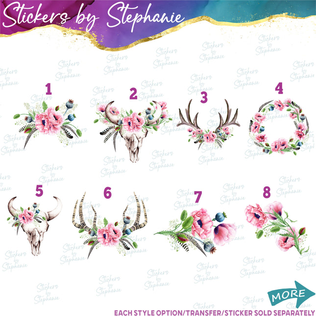 (s02-226) Pink Poppies Poppy Flowers Graphic Iron-On Transfer or Sticker