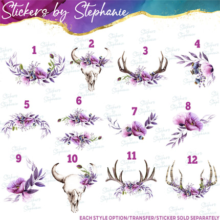 (s02-227) Purple Poppies Poppy Flowers Graphic Iron-On Transfer or Sticker