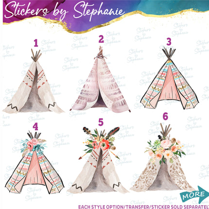 (s02-237) Teepee Watercolor Graphic Iron-On Transfer or Sticker