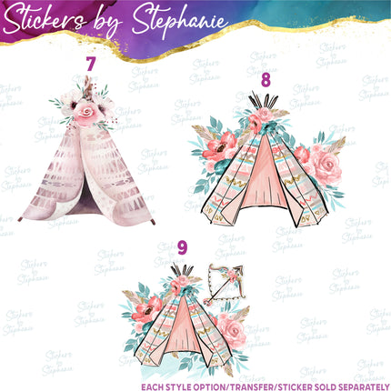 (s02-237) Teepee Watercolor Graphic Iron-On Transfer or Sticker