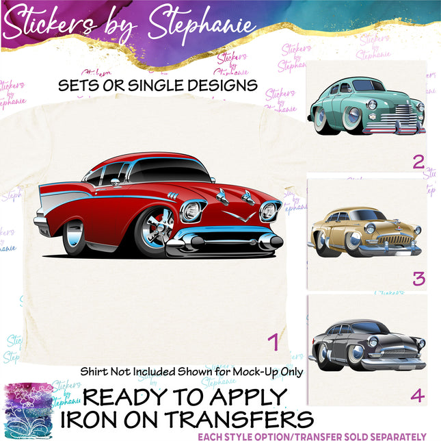 (s02-024) Classic Vintage Cars Graphic Iron-On Transfer