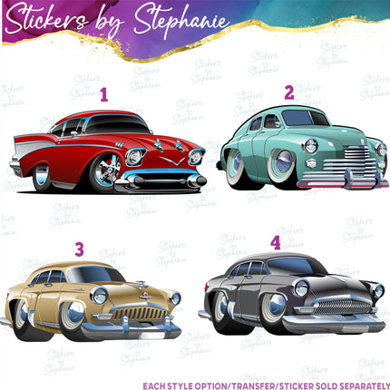 (s02-024) Classic Vintage Cars Graphic Iron-On Transfer or Sticker