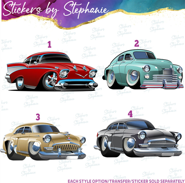 (s02-024) Classic Vintage Cars Graphic Iron-On Transfer