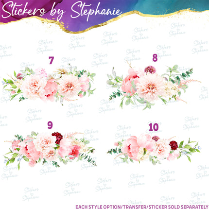 (s02-243) Blush Roses Wedding Flowers Graphic Iron-On Transfer or Sticker