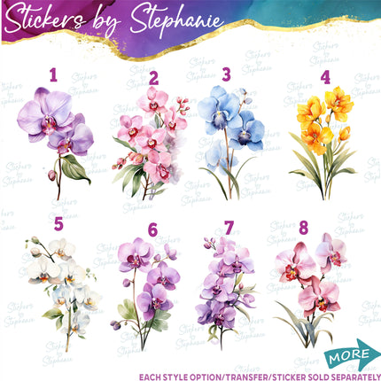 (s02-244) Orchid Flowers Orchids Graphic Iron-On Transfer or Sticker