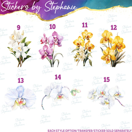(s02-244) Orchid Flowers Orchids Graphic Iron-On Transfer or Sticker