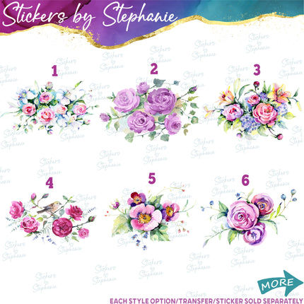 (s02-245) Flower Floral Bouquet Roses Graphic Iron-On Transfer or Sticker