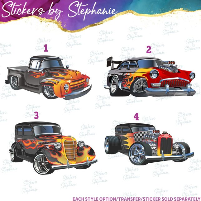 (s02-025) Classic Vintage Truck Hot Rod Graphic Iron-On Transfer