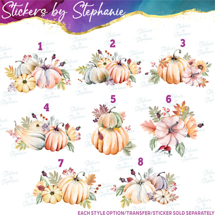 (s02-254) Pumpkins Squash Gourds Fall Graphic Iron-On Transfer or Sticker