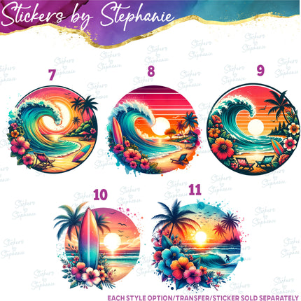 (s02-260) Big Wage Beach Sunset Graphic Iron-On Transfer or Sticker