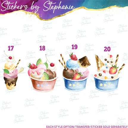 (s02-262) Ice Cream Waffle Cone Popcicle Graphic Iron-On Transfer