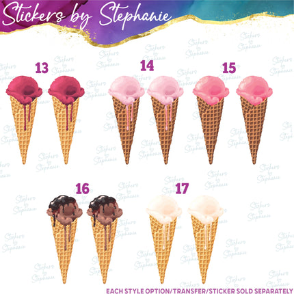 (s02-263) Soft Serve Ice Cream Waffle Cone Graphic Iron-On Transfer