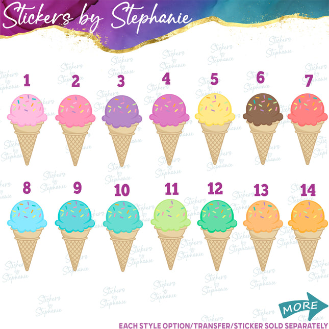 (s02-265) Ice Cream Cone Sprinkles Chocolate Graphic Iron-On Transfer