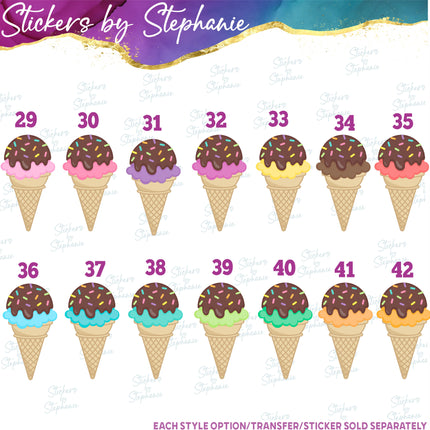 (s02-265) Ice Cream Cone Sprinkles Chocolate Graphic Iron-On Transfer